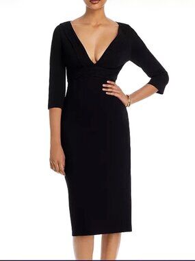 NEW! S/S 2023 St. John Collection Milano Knit 3/4 Sleeve Midi Dress Size 6 $2000